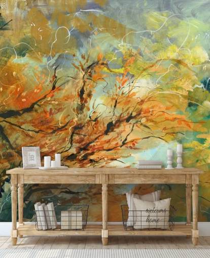 orange and gray customizable abstract mural called Shimmering Rays by Anne Farrall Doyle orange and gray customizable abstract mural called Shimmering Rays by Anne Farrall Doyle