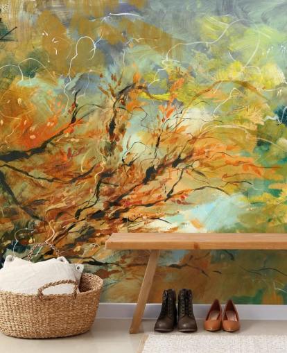 orange and grey customisable abstract mural called Shimmering Rays by Anne Farrall Doyle orange and grey customisable abstract mural called Shimmering Rays by Anne Farrall Doyle