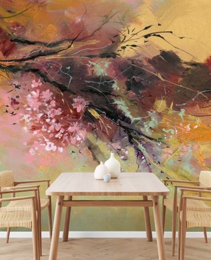 fresque murale d'arbre abstrait personnalisable appelée Spring Spray par Anne Farrall Doyle