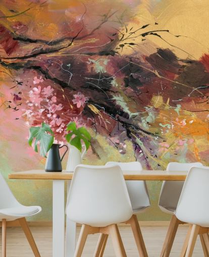 personalisierbares abstraktes Baumwandbild namens Spring Spray von Anne Farrall Doyle