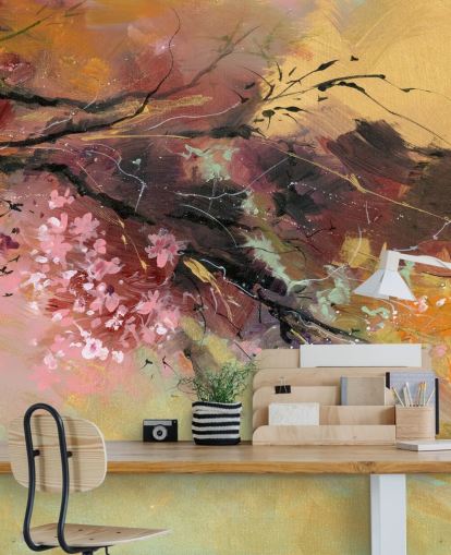 customisable abstract tree wall mural called Spring Spray by Anne Farrall Doyle