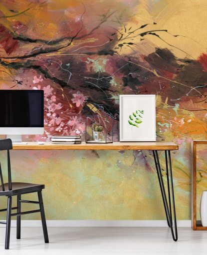 murale da parete astratto personalizzabile con albero chiamato Spring Spray di Anne Farrall Doyle