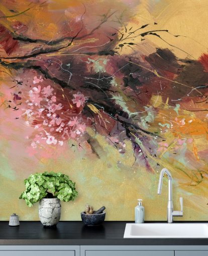 customizable abstract tree wall mural called Spring Spray by Anne Farrall Doyle