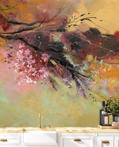 murale da parete astratto personalizzabile con albero chiamato Spring Spray di Anne Farrall Doyle