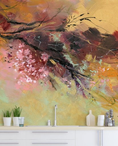 customisable abstract tree wall mural called Spring Spray by Anne Farrall Doyle
