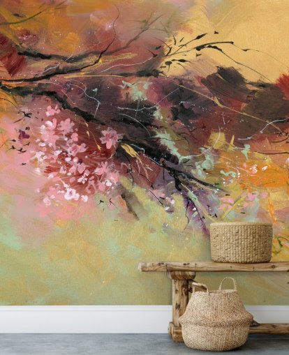 mural de parede de árvore abstrato personalizável chamado Spring Spray de Anne Farrall Doyle