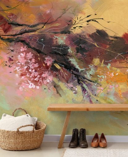 customisable abstract tree wall mural called Spring Spray by Anne Farrall Doyle
