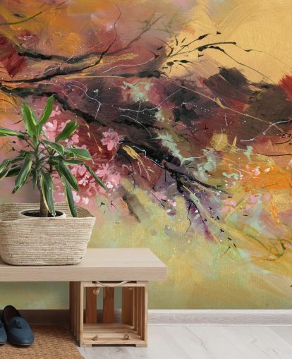 murale da parete astratto personalizzabile con albero chiamato Spring Spray di Anne Farrall Doyle