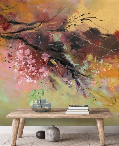 tilpassbart abstrakt treveggmaleri kalt Spring Spray av Anne Farrall Doyle