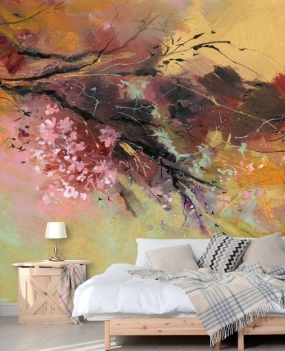 customisable abstract tree wall mural called Spring Spray by Anne Farrall Doyle