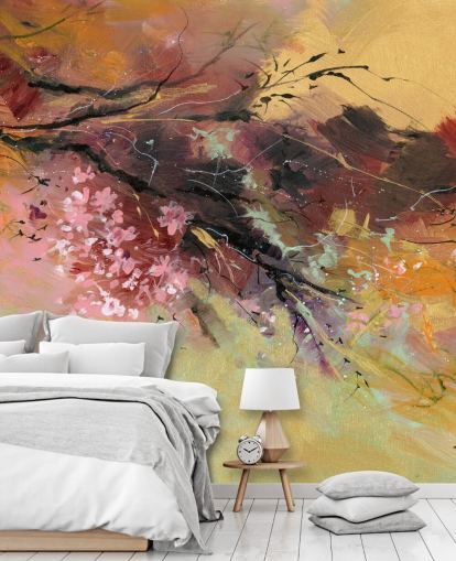 murale da parete astratto personalizzabile con albero chiamato Spring Spray di Anne Farrall Doyle