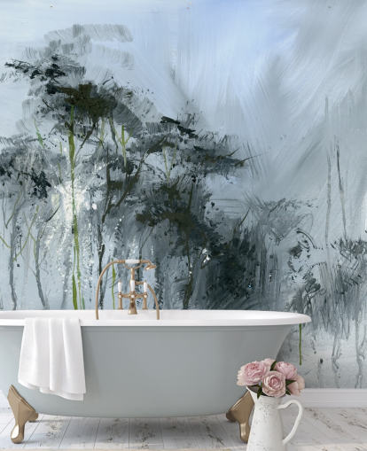 murale astratto grigio personalizzabile chiamato Winter Woodland di Anne Farrall Doyle per cucine, salotti e camere da letto murale astratto grigio personalizzabile chiamato Winter Woodland di Anne Farrall Doyle per cucine, salotti e camere da letto