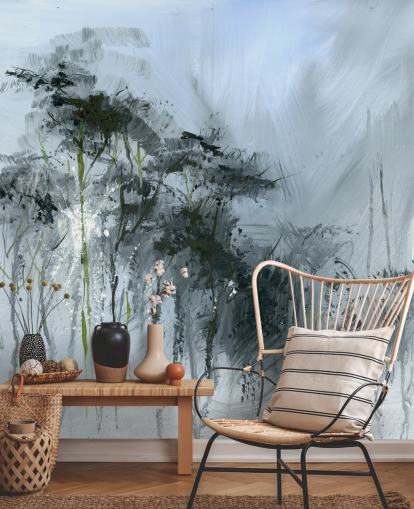 fresque murale abstraite grise personnalisable appelée Winter Woodland par Anne Farrall Doyle pour les cuisines, les salons et les chambres fresque murale abstraite grise personnalisable appelée Winter Woodland par Anne Farrall Doyle pour les cuisines, les salons et les chambres