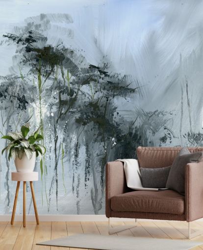 Graues personalisierbares abstraktes Wandbild namens Winter Woodland von Anne Farrall Doyle für Küchen, Wohn- und Schlafzimmer Graues personalisierbares abstraktes Wandbild namens Winter Woodland von Anne Farrall Doyle für Küchen, Wohn- und Schlafzimmer