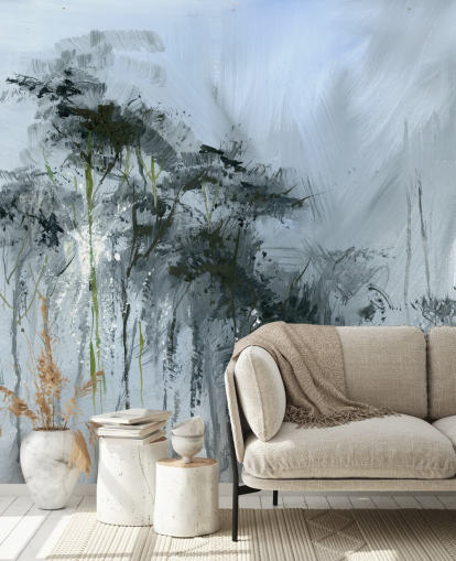 murale astratto grigio personalizzabile chiamato Winter Woodland di Anne Farrall Doyle per cucine, salotti e camere da letto murale astratto grigio personalizzabile chiamato Winter Woodland di Anne Farrall Doyle per cucine, salotti e camere da letto