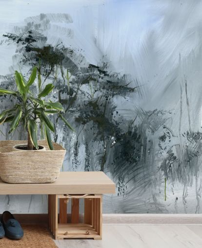 Anne Farrall Doylen harmaa muokattava abstrakti seinämaalaus nimeltä Winter Woodland keittiöihin, olohuoneisiin ja makuuhuoneisiin Anne Farrall Doylen harmaa muokattava abstrakti seinämaalaus nimeltä Winter Woodland keittiöihin, olohuoneisiin ja makuuhuoneisiin