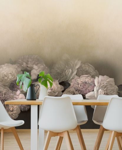 custom vintage floral mural called Amoura by Loris Drago for dining rooms and hallways