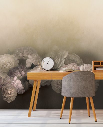 op maat gemaakte vintage bloemenmuurschildering genaamd Amoura van Loris Drago voor eetkamers en gangen op maat gemaakte vintage bloemenmuurschildering genaamd Amoura van Loris Drago voor eetkamers en gangen