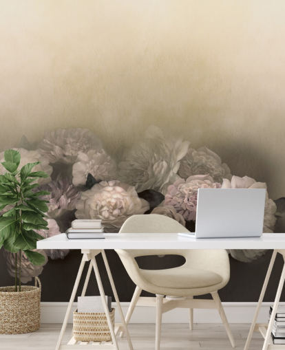 custom vintage floral mural called Amoura by Loris Drago for dining rooms and hallways