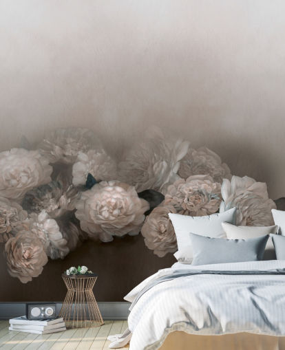 brun blommig väggmålning kallad Amoura II av Loris Drago för sovrum och vardagsrum brun blommig väggmålning kallad Amoura II av Loris Drago för sovrum och vardagsrum