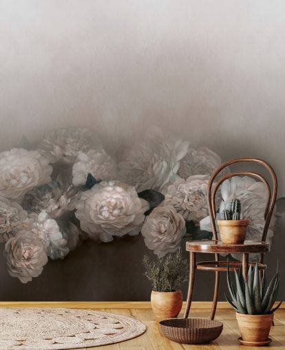 brun blommig väggmålning kallad Amoura II av Loris Drago för sovrum och vardagsrum brun blommig väggmålning kallad Amoura II av Loris Drago för sovrum och vardagsrum