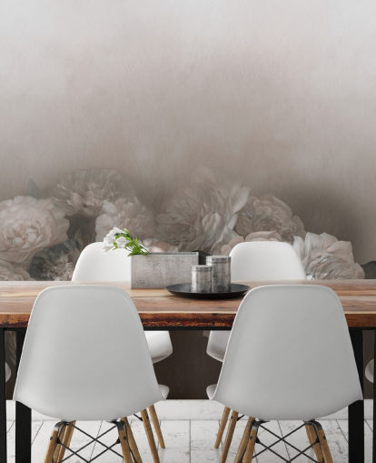 brun blommig väggmålning kallad Amoura II av Loris Drago för sovrum och vardagsrum