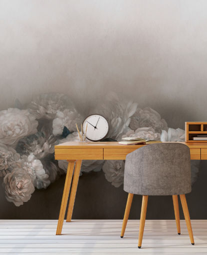 brown floral wall mural called Amoura II by Loris Drago for bedrooms and living rooms