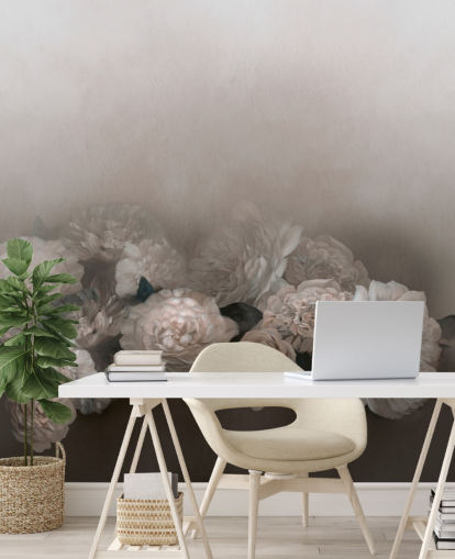 brown floral wall mural called Amoura II by Loris Drago for bedrooms and living rooms