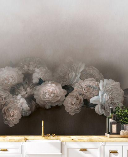 brown floral wall mural called Amoura II by Loris Drago for bedrooms and living rooms
