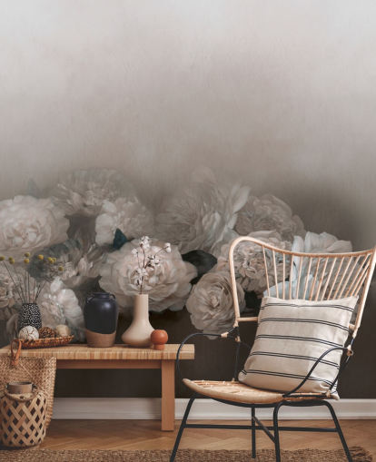 brown floral wall mural called Amoura II by Loris Drago for bedrooms and living rooms