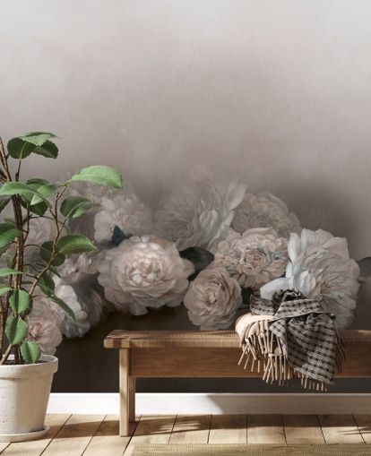 brun blommig väggmålning kallad Amoura II av Loris Drago för sovrum och vardagsrum brun blommig väggmålning kallad Amoura II av Loris Drago för sovrum och vardagsrum