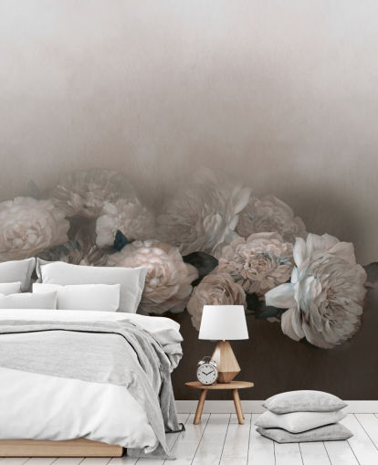 brown floral wall mural called Amoura II by Loris Drago for bedrooms and living rooms
