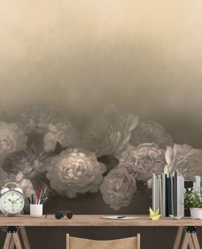 yellow vintage customisable wall mural called Amoura III by Loris Drago for bedrooms