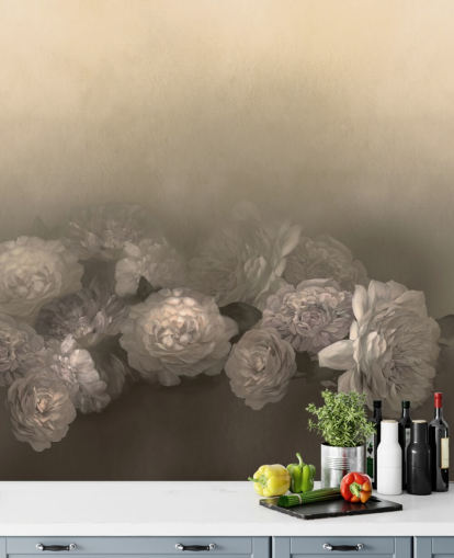 yellow vintage customisable wall mural called Amoura III by Loris Drago for bedrooms