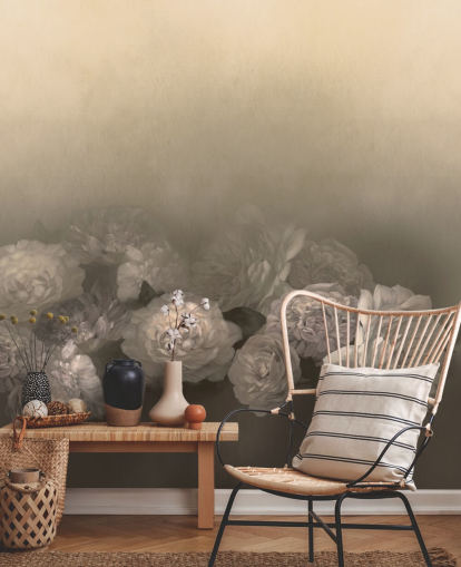 yellow vintage customisable wall mural called Amoura III by Loris Drago for bedrooms