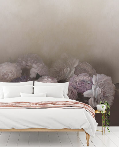 peinture murale florale brune appelée Amoura IV de Loris Drago pour les chambres et les salons