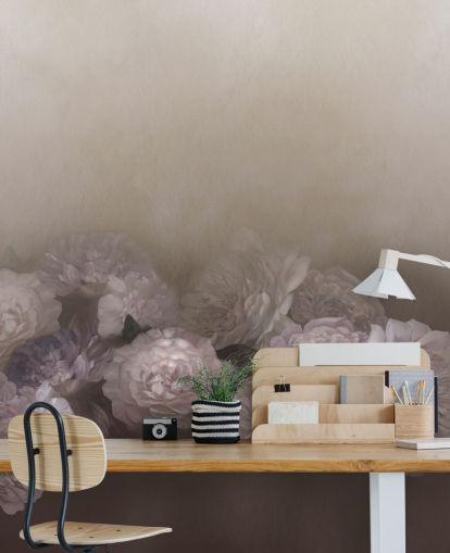 brown floral mural called Amoura IV by Loris Drago for bedrooms and living rooms