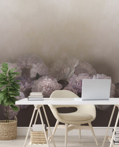 brown floral mural called Amoura IV by Loris Drago for bedrooms and living rooms