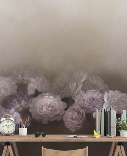 brown floral mural called Amoura IV by Loris Drago for bedrooms and living rooms