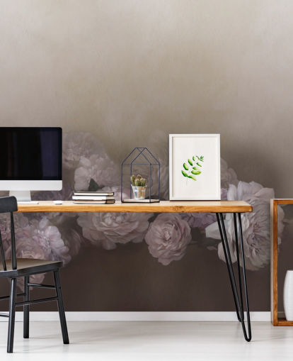 brown floral mural called Amoura IV by Loris Drago for bedrooms and living rooms