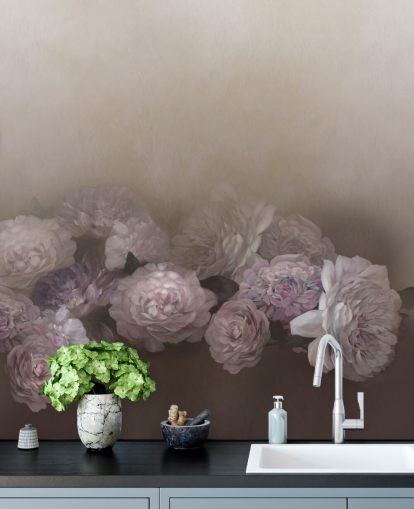 brown floral mural called Amoura IV by Loris Drago for bedrooms and living rooms