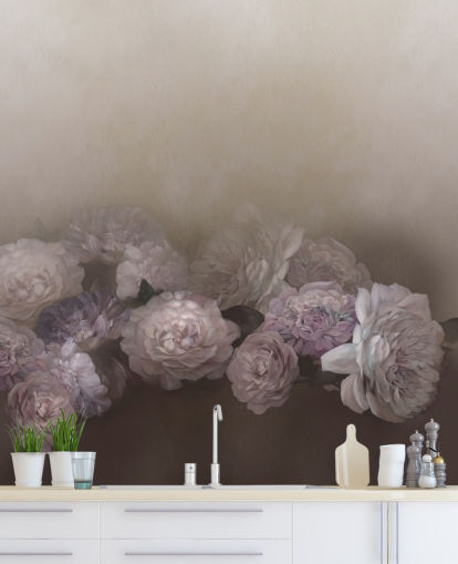 brown floral mural called Amoura IV by Loris Drago for bedrooms and living rooms