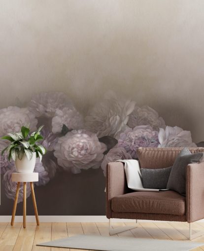 mural floral marrón llamado Amoura IV de Loris Drago para dormitorios y salas de estar