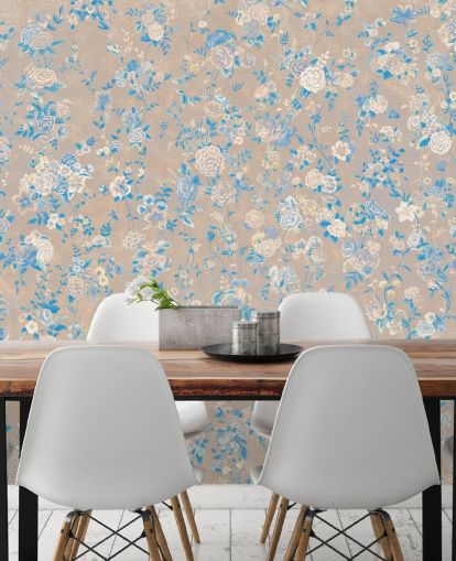 fresque murale florale vintage beige personnalisable appelée Aureline III par Loris Drago pour les salles à manger et les couloirs fresque murale florale vintage beige personnalisable appelée Aureline III par Loris Drago pour les salles à manger et les couloirs