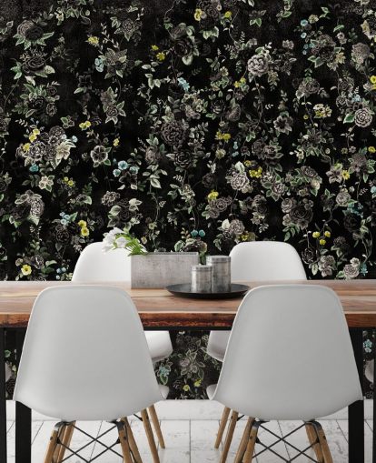 dark custom vintage floral mural called Aureline IV by Loris Drago for bedrooms and hallways dark custom vintage floral mural called Aureline IV by Loris Drago for bedrooms and hallways
