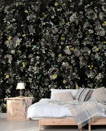 dunkles, individuelles Vintage-Blumengemälde namens Aureline IV von Loris Drago für Schlafzimmer und Flure dunkles, individuelles Vintage-Blumengemälde namens Aureline IV von Loris Drago für Schlafzimmer und Flure