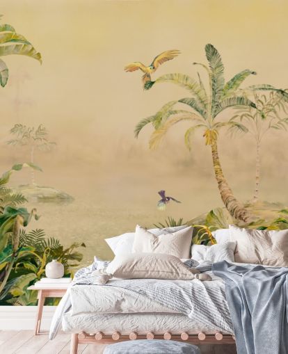 yellow and green custom jungle wall mural called Eden's Canopy by Loris Drago