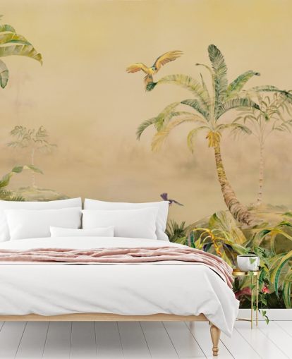 murale personalizzato giallo e verde con giungla chiamato Eden's Canopy di Loris Drago