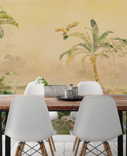 murale personalizzato giallo e verde con giungla chiamato Eden's Canopy di Loris Drago