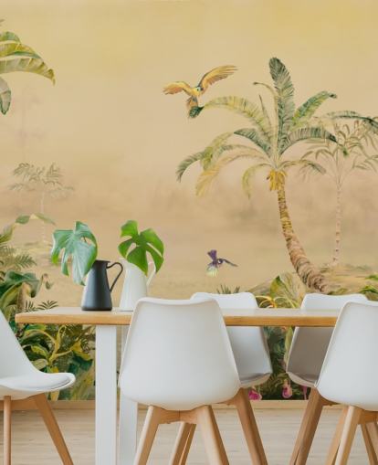 mural de pared de jungla personalizado amarillo y verde llamado Eden's Canopy de Loris Drago